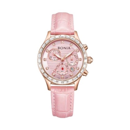 Bonia Contemporary BNB10890-2577S Pink Leather Strap Women Watch